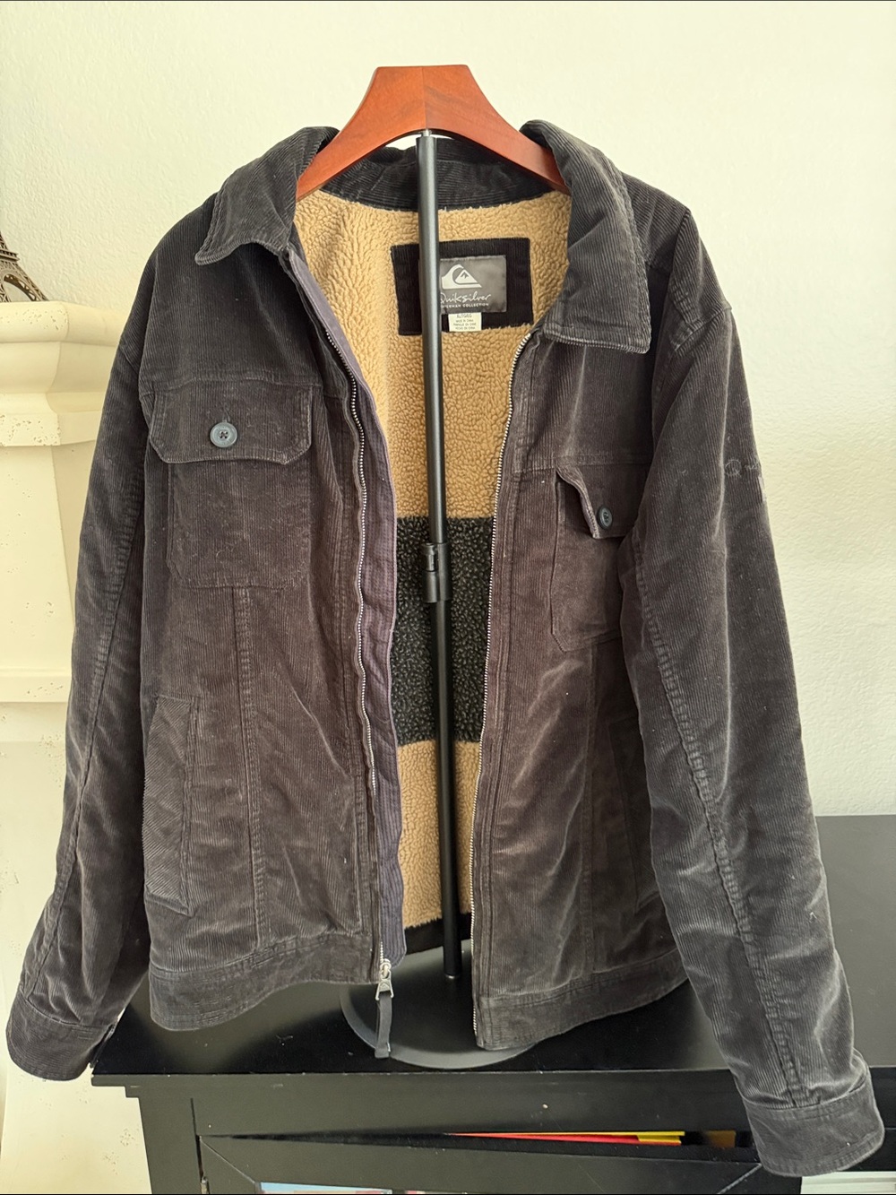 Quiksilver Waterman Collection Men's Sherpa-Lined Corduroy Jacket - Black